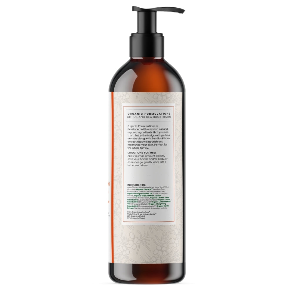 Organic Formulations Citrus & Sea Buckthorn Body Wash 500ml Organic
