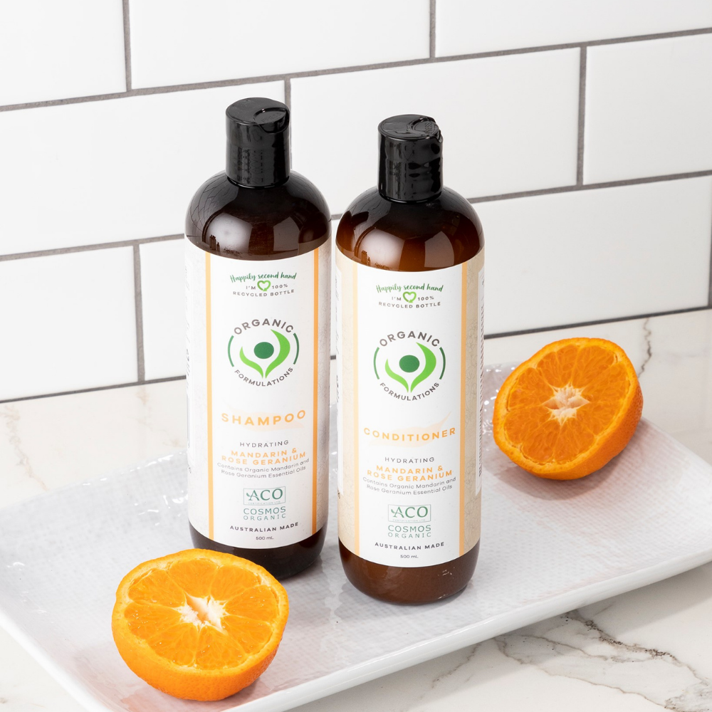 Organic Formulations Mandarin and Rose Geranium Shampoo 500ml | Dry, Brittle Hair