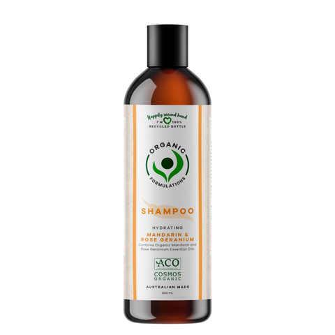 Organic Formulations Mandarin and Rose Geranium Shampoo 500ml | Dry, Brittle Hair